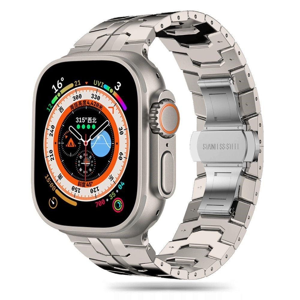 Apple Watch (42/44/SE/45/46/49mm) Tech-Protect Stainless Line Stål Klokkerem - Titanium