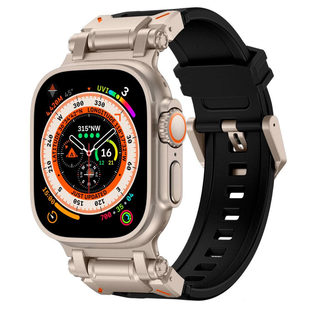 Tech-Protect Apple Watch (42/44/SE/45/46/49mm) Delta Pro Silikonstropp - Svart / Titanium