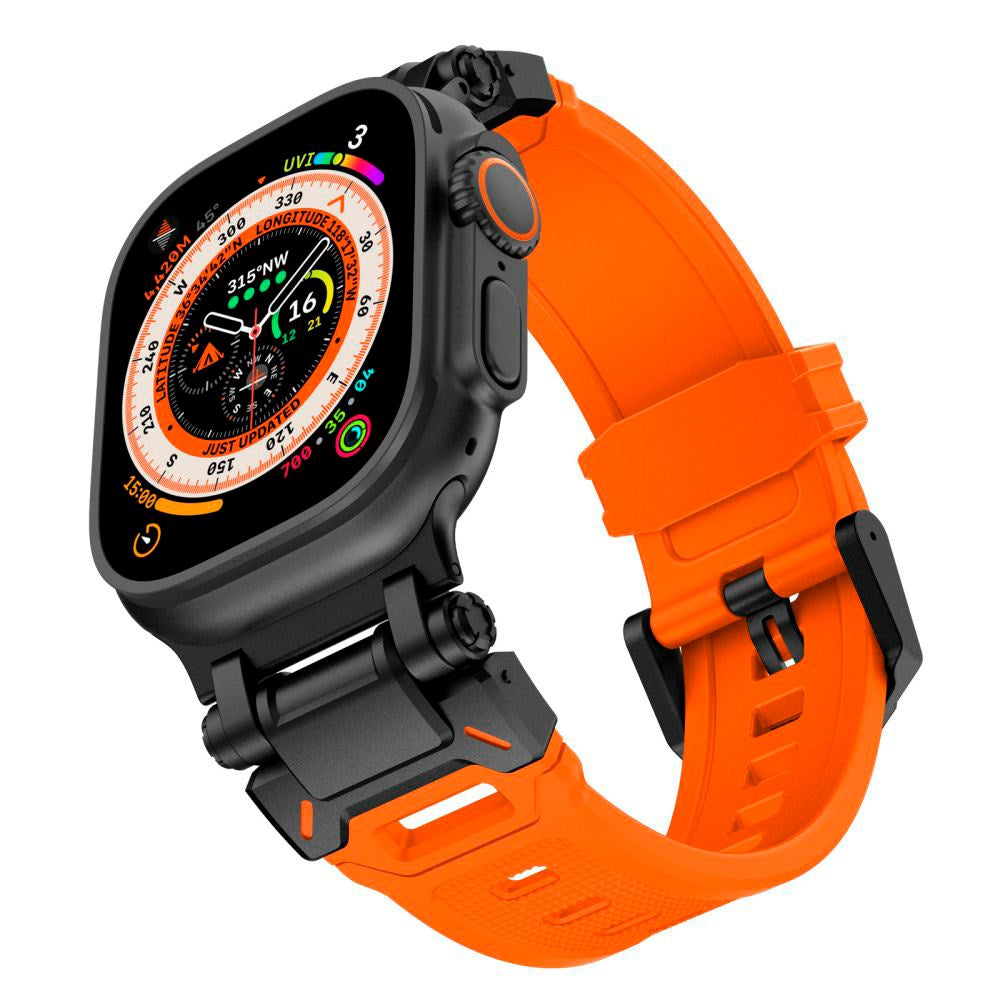 Tech-Protect Apple Watch (42/44/SE/45/46/49mm) Delta Pro Silikonstropp - Svart / Orange