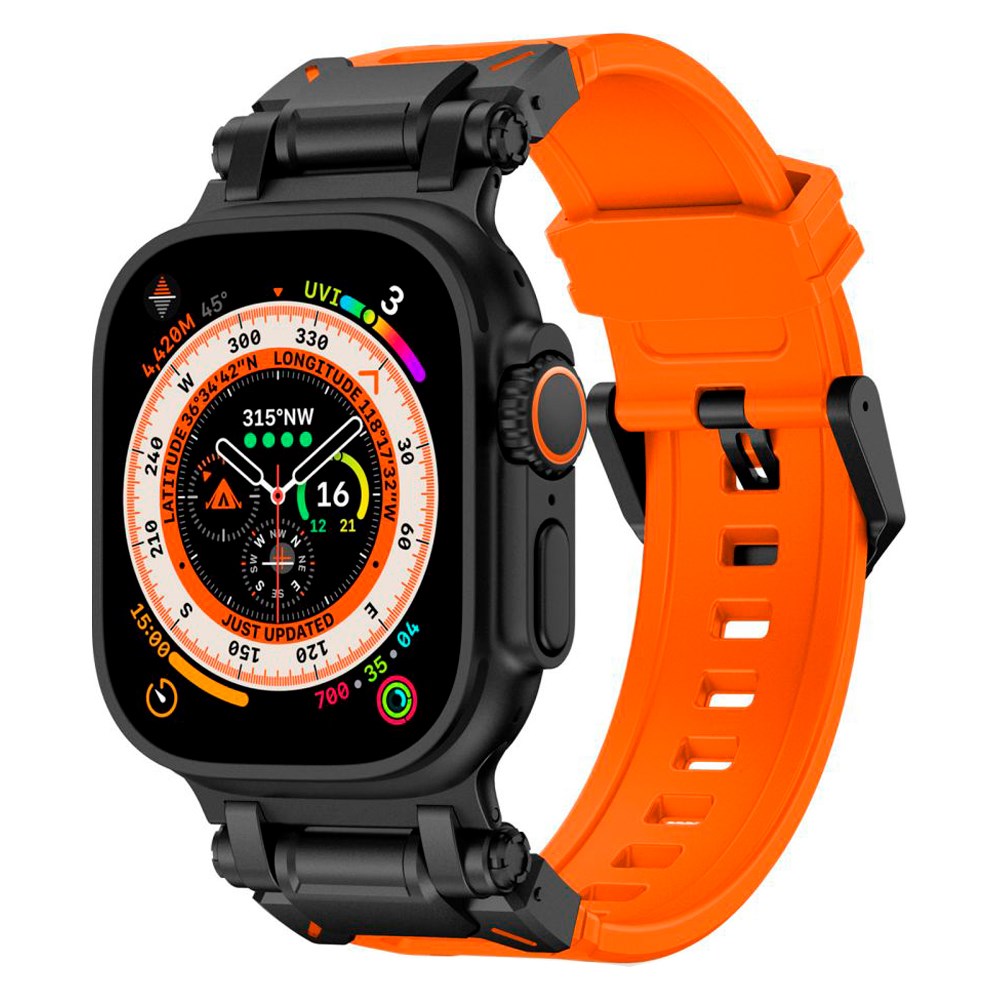 Tech-Protect Apple Watch (42/44/SE/45/46/49mm) Delta Pro Silikonstropp - Svart / Orange