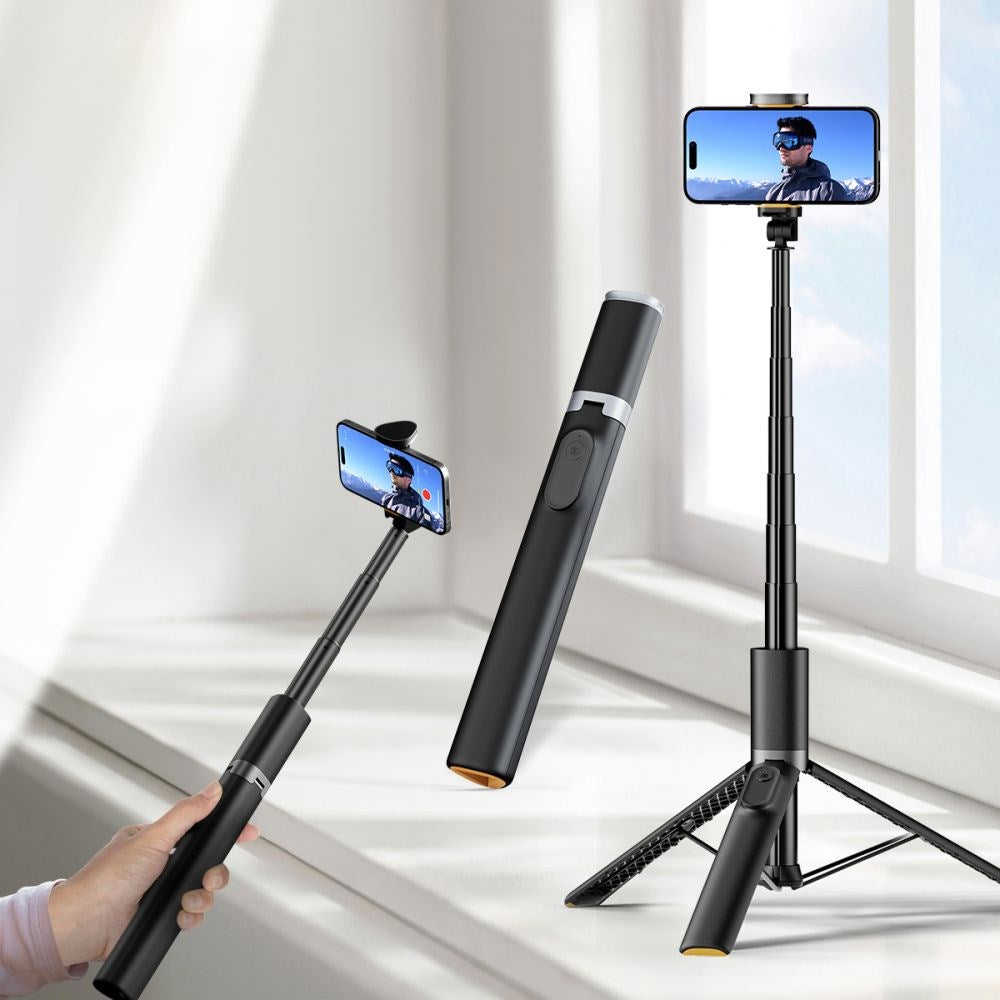 L07S Tech-Protect Selfie Stick m. Tripod Stativ & Bluetooth - Svart