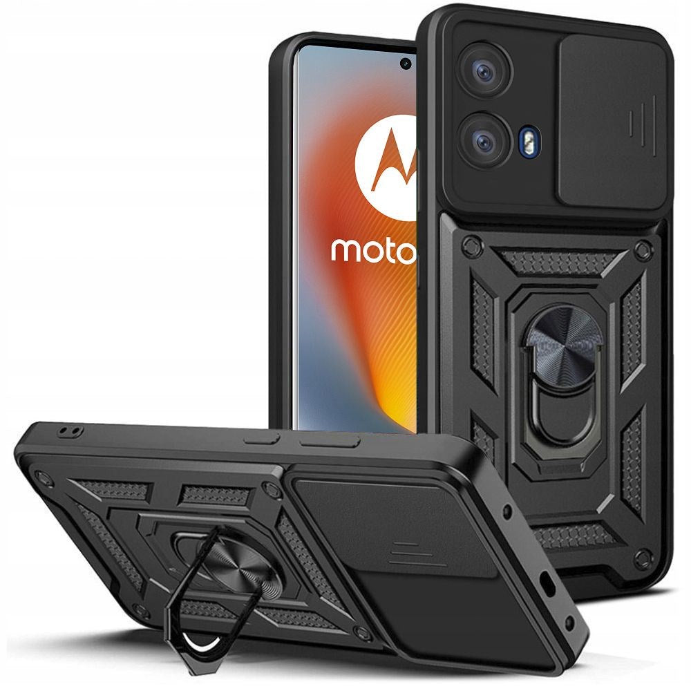 Motorola Edge 50 Fusion Tech-Protect Camshield Deksel med Magnetisk Ring og Stativfunksjon - Svart