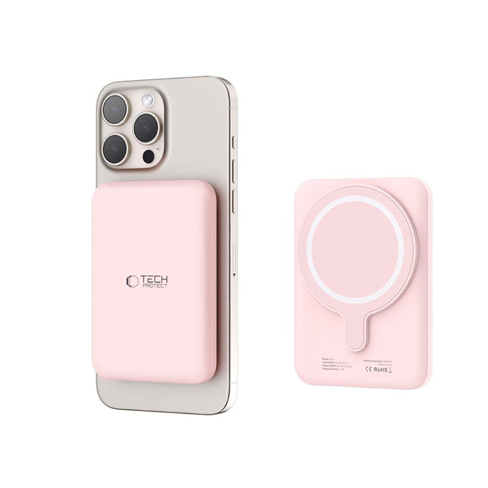 Tech-Protect Trådløs Powerbank 5000 mAh - MagSafe Kompatibel - Rosa