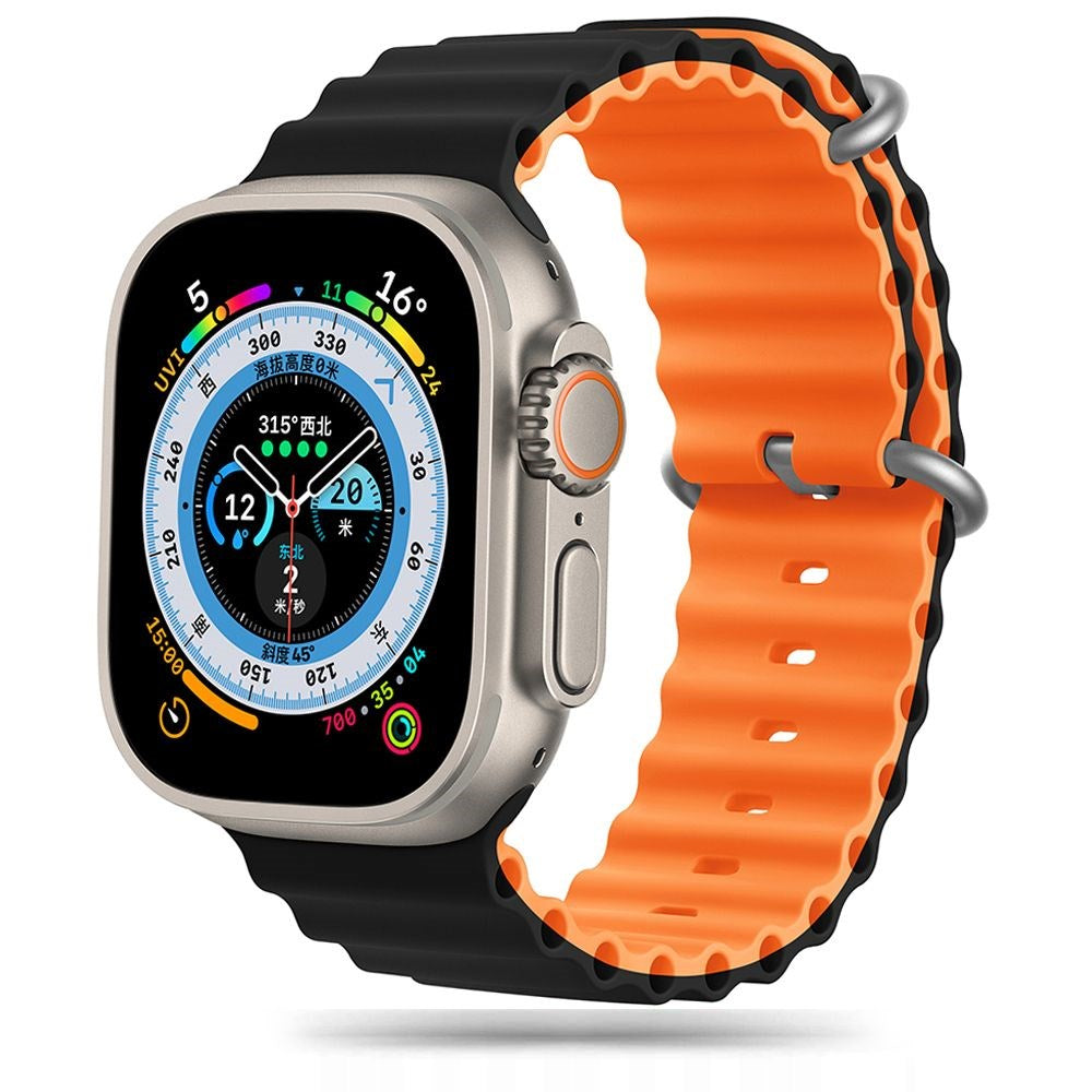 Tech-Protect Apple Watch (42/44/45/49 mm) Iconband Pro Silikonstropp - Svart / Oransje