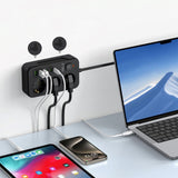 Tech-Protect Multifunksjonell Strømskinne med 3 x Uttak / 3 x USB-A / 3 x USB-C - 2m - Svart