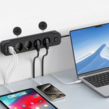 Tech-Protect Multifunksjonell Strømskinne med 4 x Uttak / 2 x USB-A / 1 x USB-C - 2m - Svart
