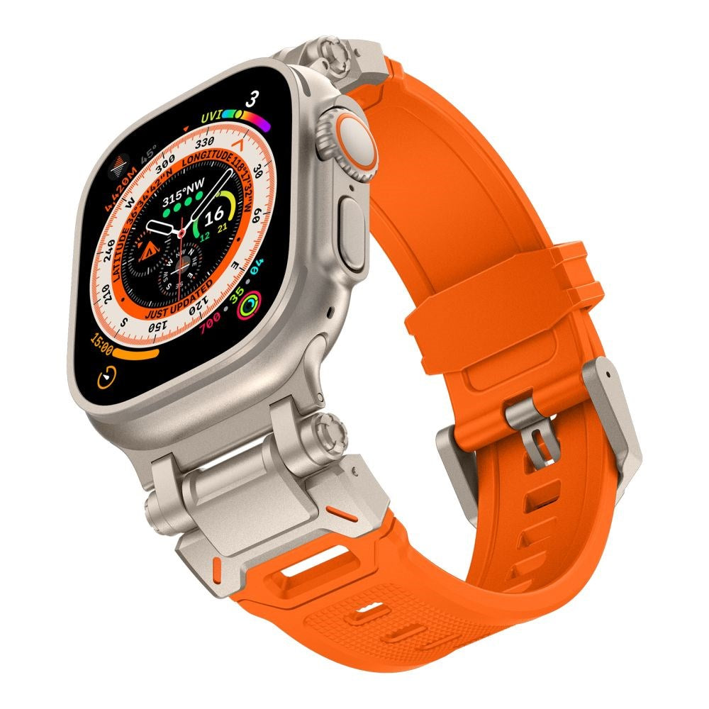 Tech-Protect Apple Watch (42/44/SE/45/46/49mm) Delta Pro Silikonstropp - Oransje / Titanium