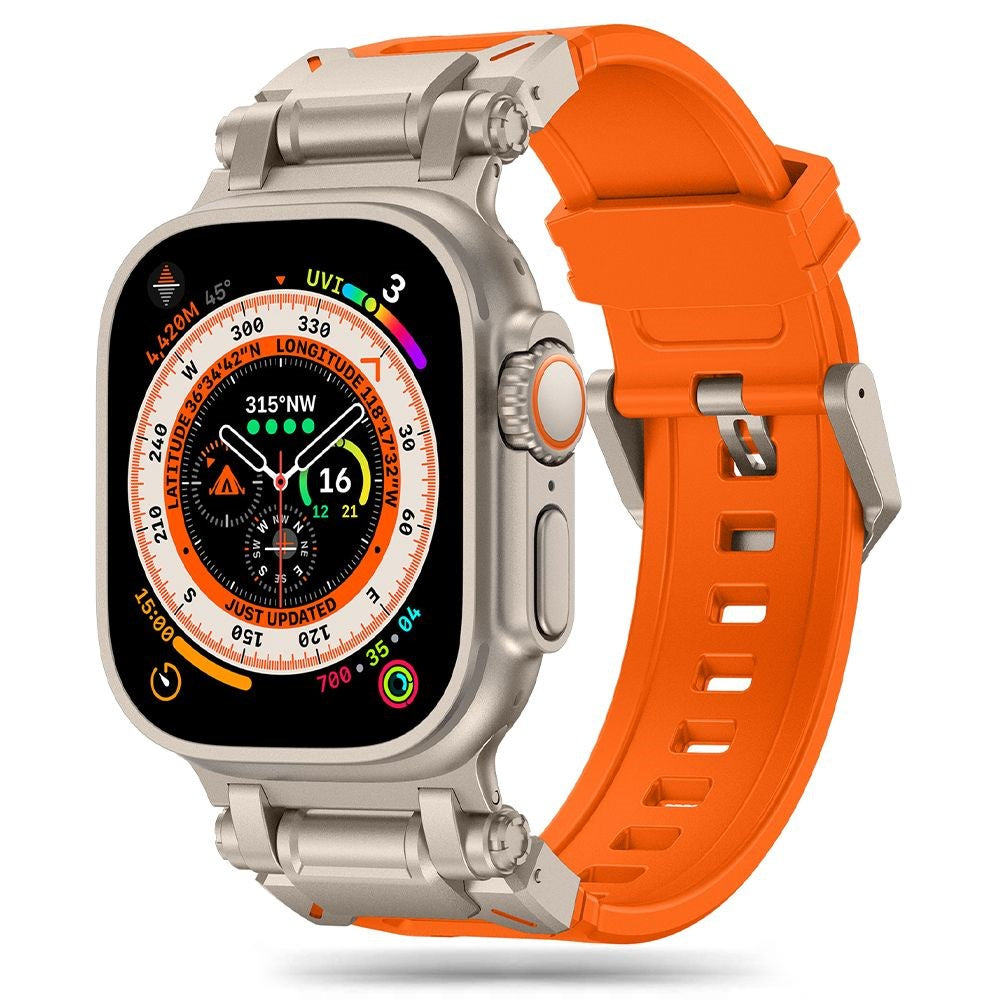 Tech-Protect Apple Watch (42/44/SE/45/46/49mm) Delta Pro Silikonstropp - Oransje / Titanium