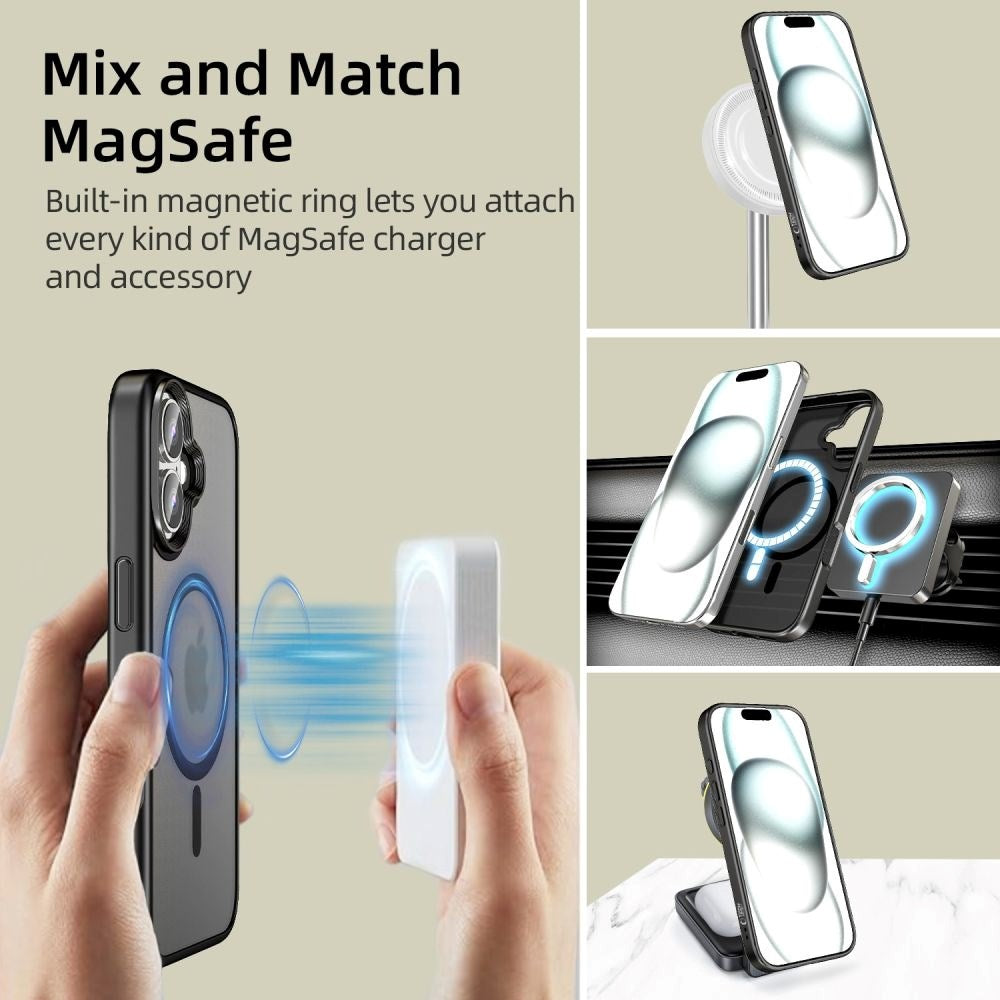 iPhone 16 Tech-Protect MagMat Deksel - MagSafe Kompatibel - Matt Svart