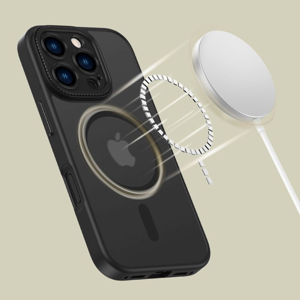 iPhone 16 Pro Tech-Protect Magcam Deksel - MagSafe Kompatibel - Matt Svart