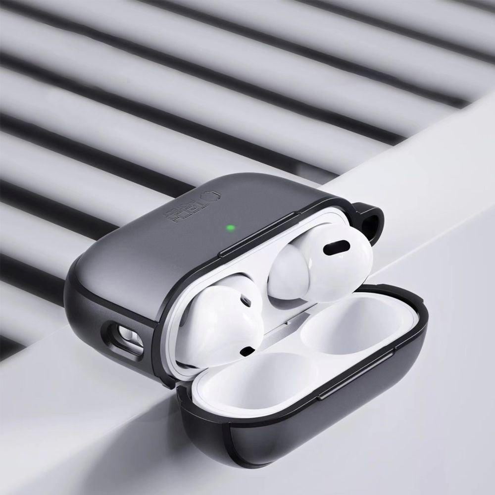 Tech-Protect MagMat Apple AirPods Pro (1. & 2. generasjon) Deksel med Karabinkrok - Matt Svart