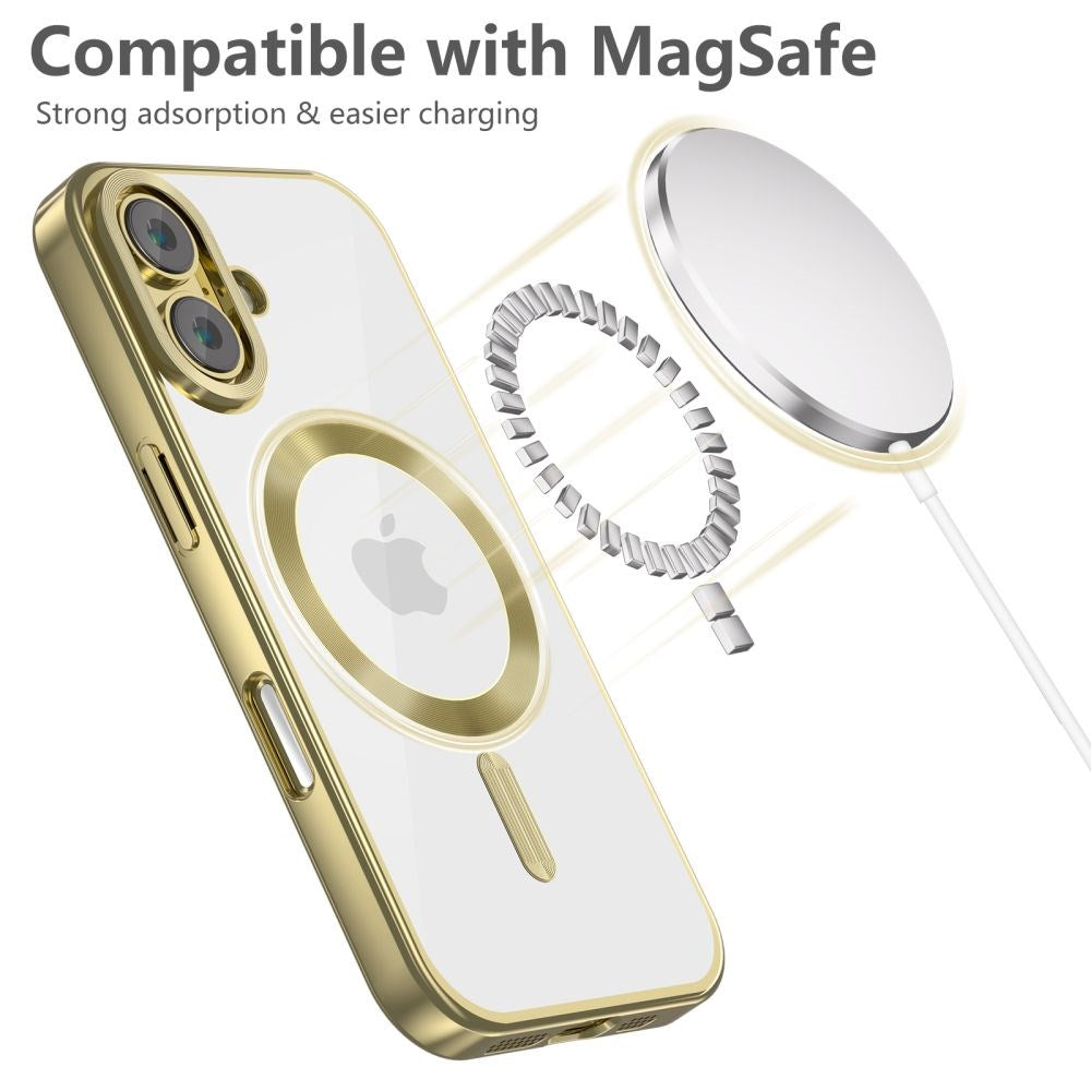 iPhone 16 Tech-Protect Magflex Deksel - MagSafe Kompatibel - Gjennomsiktig / Sateng Gull