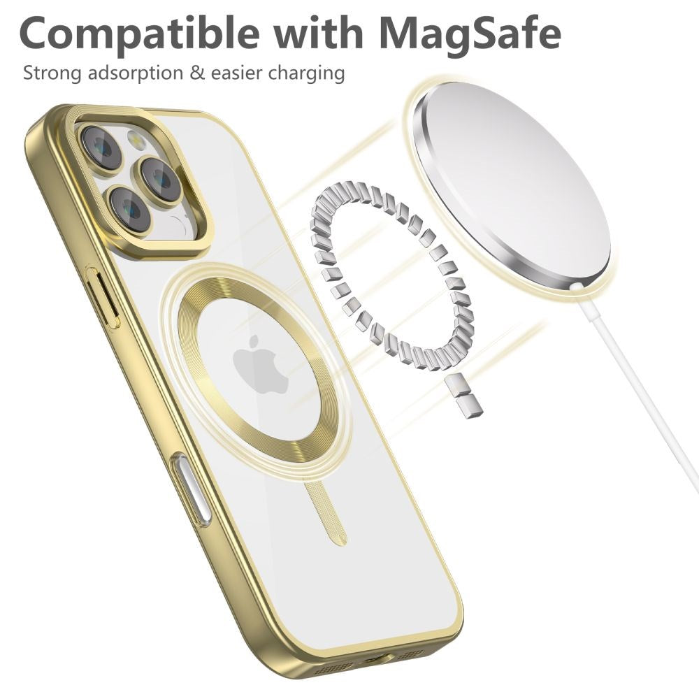 iPhone 16 Pro Tech-Protect Magflex Deksel - MagSafe Kompatibel - Gjennomsiktig / Sateng Gull