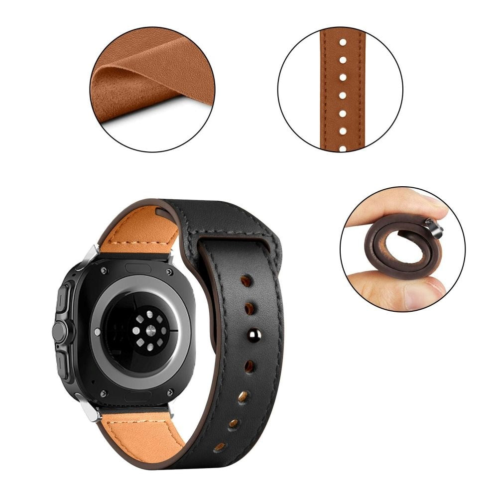 Samsung Galaxy Watch Ultra (47mm) Tech-Protect Leatherfit Ekte Skinn Rem - Black