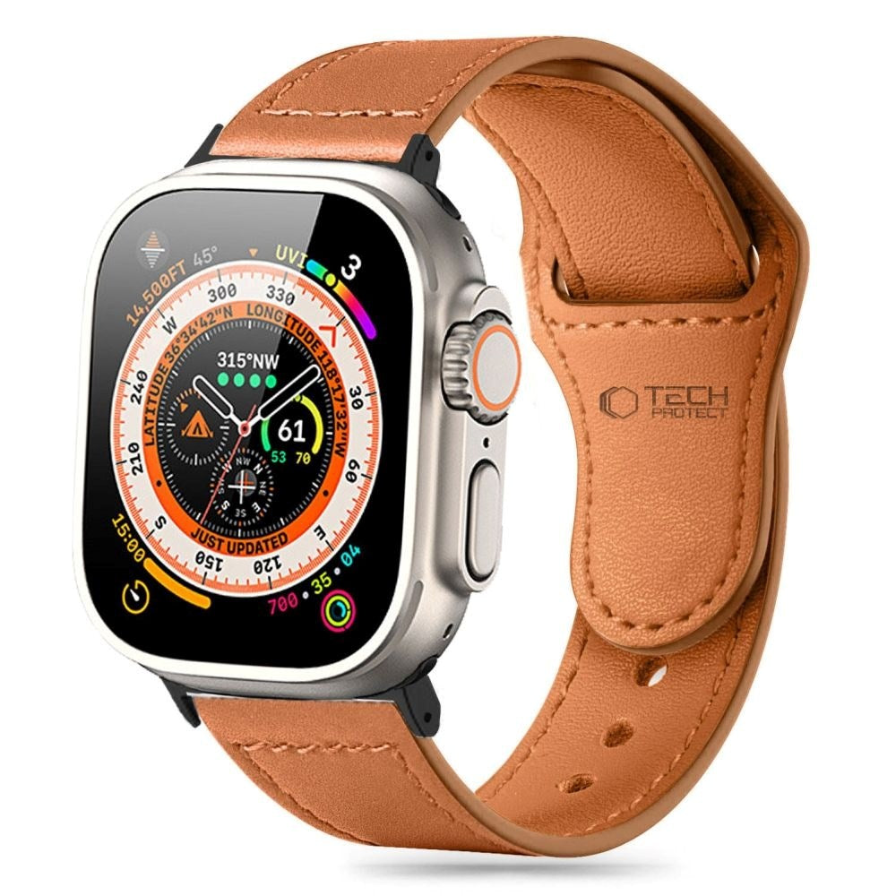 Apple Watch (42/44/SE/45/46/49mm) Tech-Protect Naturalfit Ekte Skinn Rem - Brown