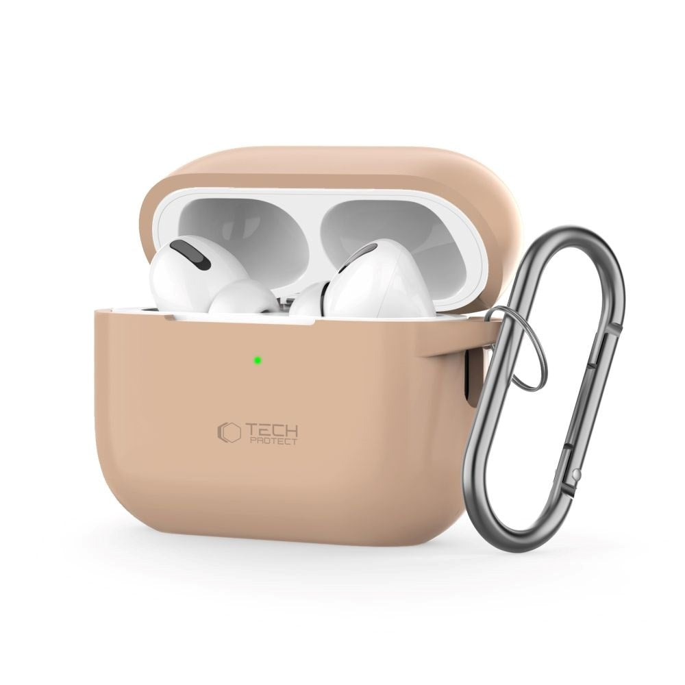 Tech-Protect Apple AirPods Pro (1. & 2. Gen) Silikon Deksel med Karabinkrok - Beige