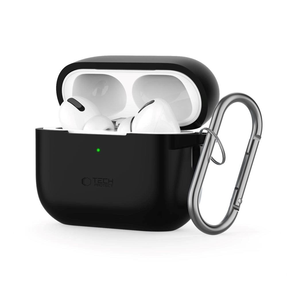 Tech-Protect Apple AirPods Pro (1. & 2. Gen) Silikon Deksel med Karabinkrok - Svart