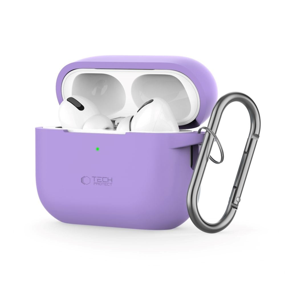 Tech-Protect Apple AirPods Pro (1. & 2. Gen) Silikon Deksel med Karabinkrok - Lilla