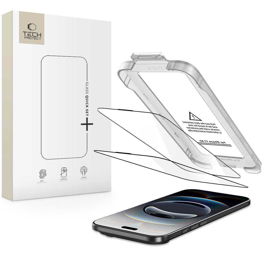 iPhone Air Tech-Protect Quick Set+ Skjermbeskyttelsesglass - 2 stk - Gjennomsiktig / Svart Kant
