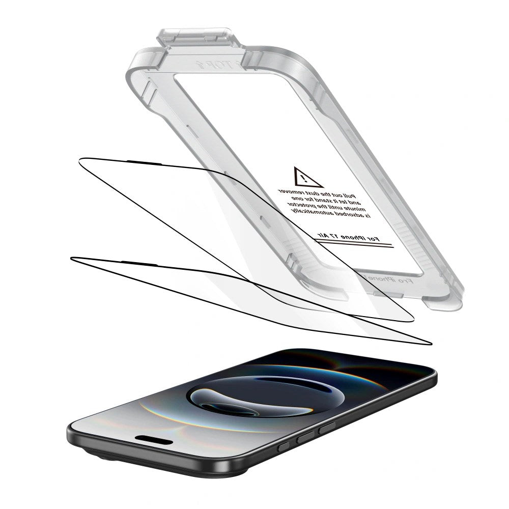 iPhone Air Tech-Protect Quick Set+ Skjermbeskyttelsesglass - 2 stk - Gjennomsiktig / Svart Kant