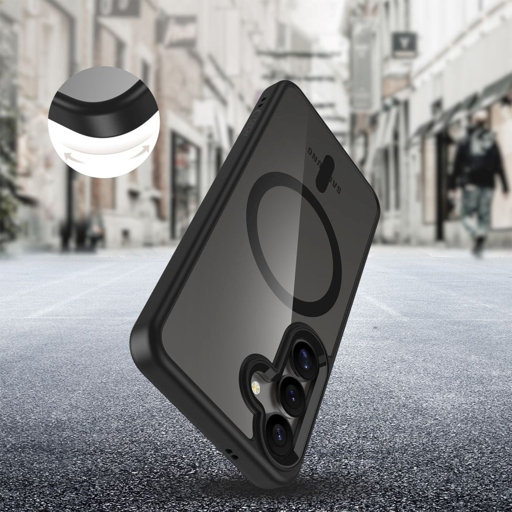 Samsung Galaxy S25 Tech-Protect Magmat Deksel - MagSafe Kompatibel - Gjennomsiktig / Svart