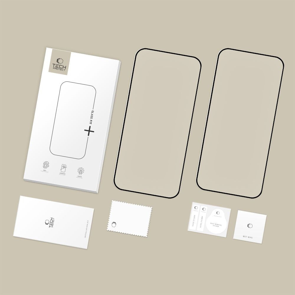 Xiaomi 17T Tech-Protect Glass Fit+ Herdet Skjermbeskyttelsesglass - 2 stk - Gjennomsiktig / Svart Kant