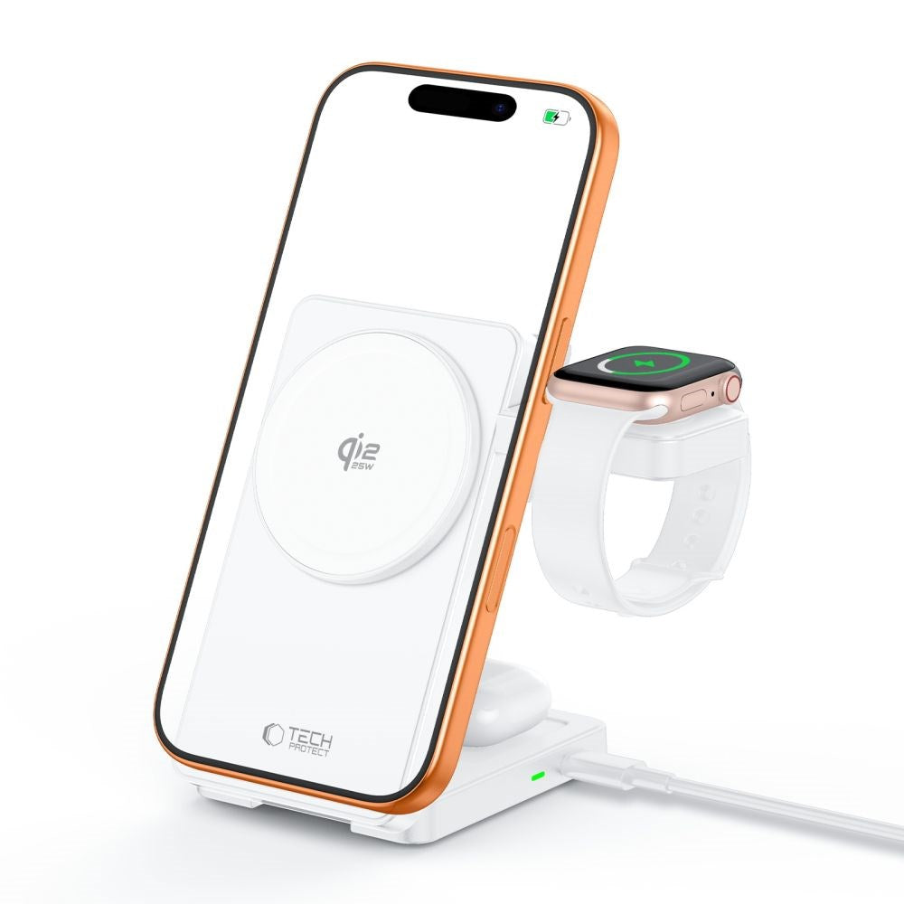 Trådløs 3-i-1 MagSafe Lader Tech-Protect A56 25 W - Hvit