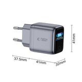 Vegglader 45 W med USB-C Tech-Protect PowerVision NC45W-GaN - Grå