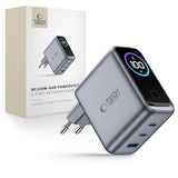 3-i-1 Vegglader 100W m. 1x USB-A og 2x USB-C Tech-Protect PowerVision NC100W-GaN - Grå