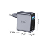 3-i-1 Vegglader 100W m. 1x USB-A og 2x USB-C Tech-Protect PowerVision NC100W-GaN - Grå