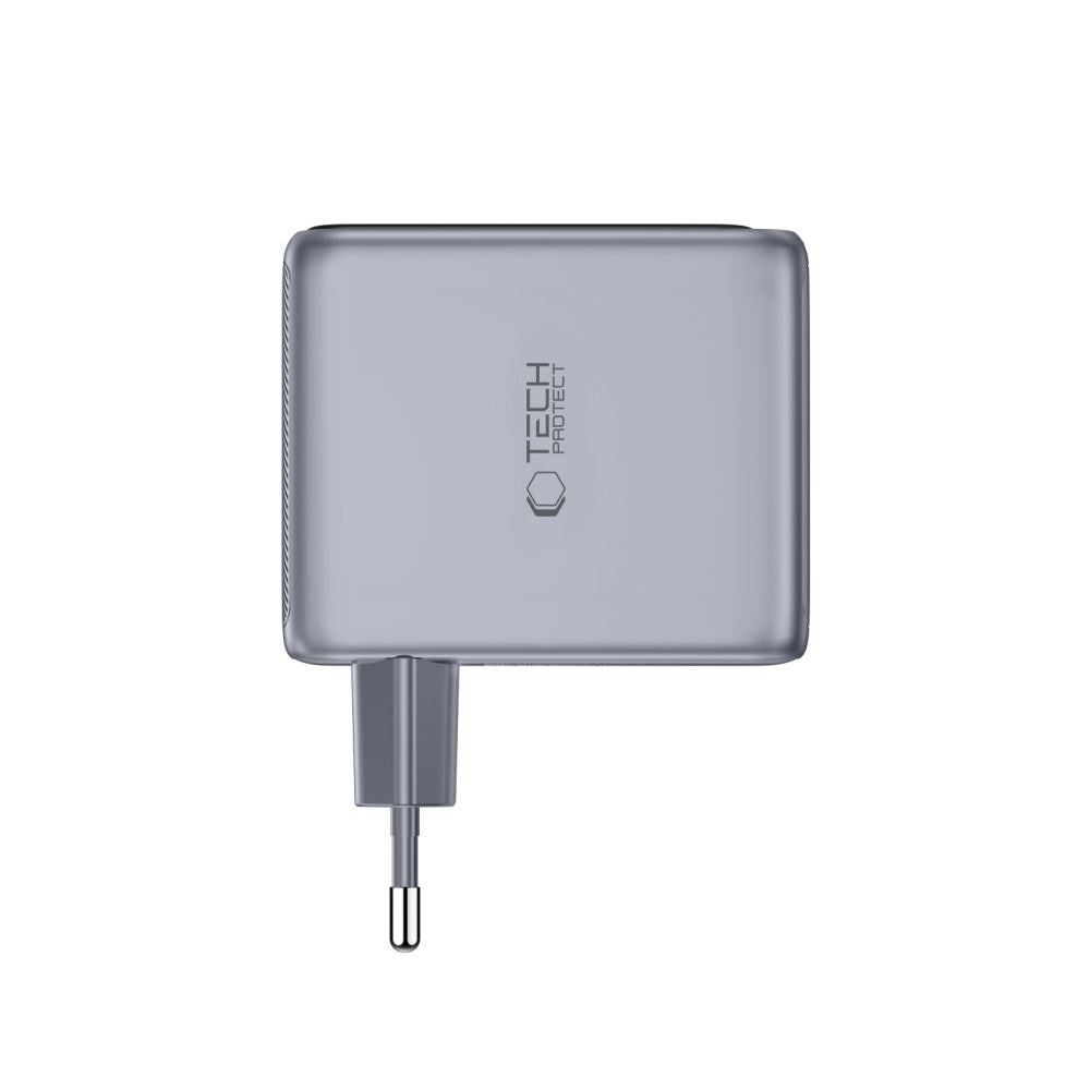 3-i-1 Vegglader 100W m. 1x USB-A og 2x USB-C Tech-Protect PowerVision NC100W-GaN - Grå
