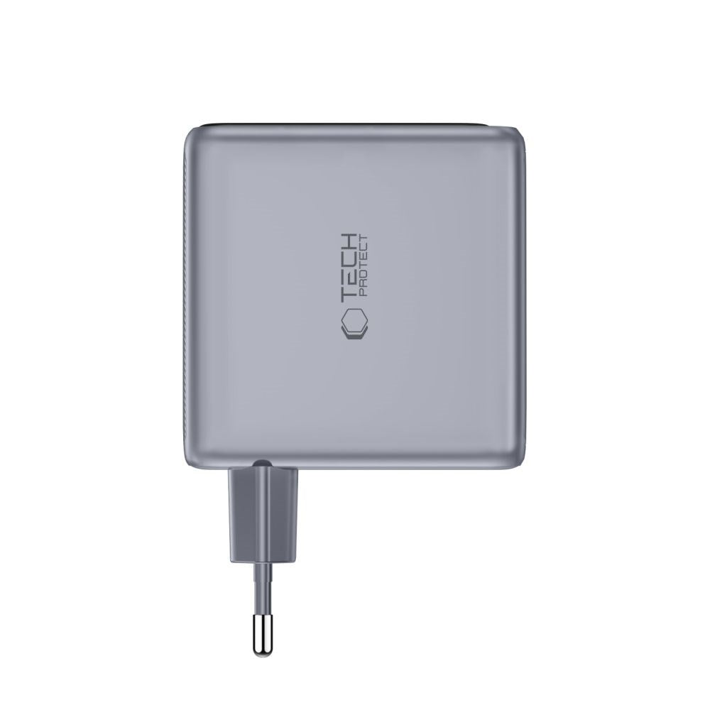 4-i-1 Vegglader 140W m. 1x USB-A og 3x USB-C Tech-Protect PowerVision NC140W-GaN - Grå
