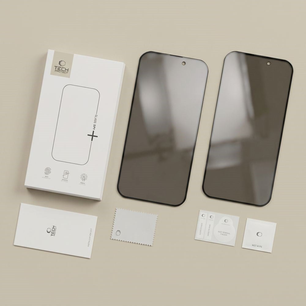 iPhone 18 Pro Tech-Protect Herdet Skjermbeskyttelsesglass - Privacy Funksjon - 2 Stk. - Gjennomsiktig