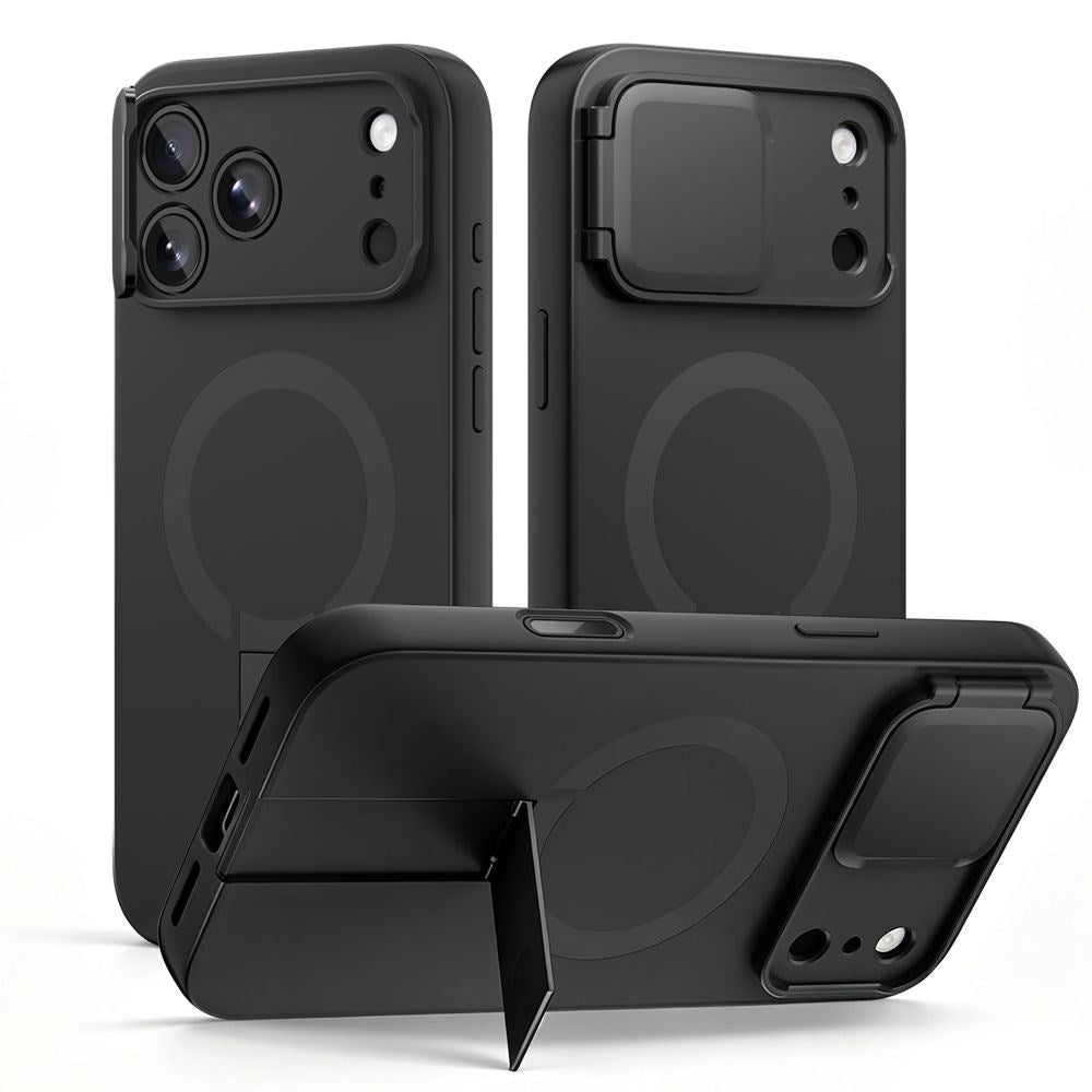 iPhone 18 Pro Max / 17 Pro Max Tech-Protect Kevlar Aura Deksel m. Kickstand og Cam Slider - MagSafe Kompatibel - Svart