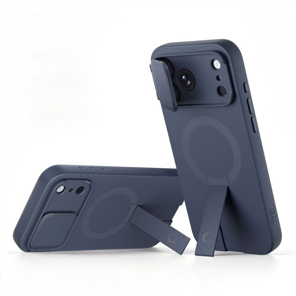 iPhone 18 Pro / 17 Pro Tech-Protect Kevlar Aura Deksel m. Kickstand og Cam Slider - MagSafe Kompatibel - Blå