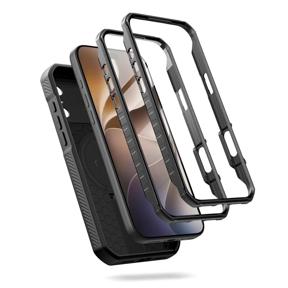 iPhone 18 Pro Max / 17 Pro Max Tech-Protect Kelvar Håndverkerdeksel med Skjermbeskyttelse og Kamerabeskyttelse - MagSafe Kompatibel - Svart