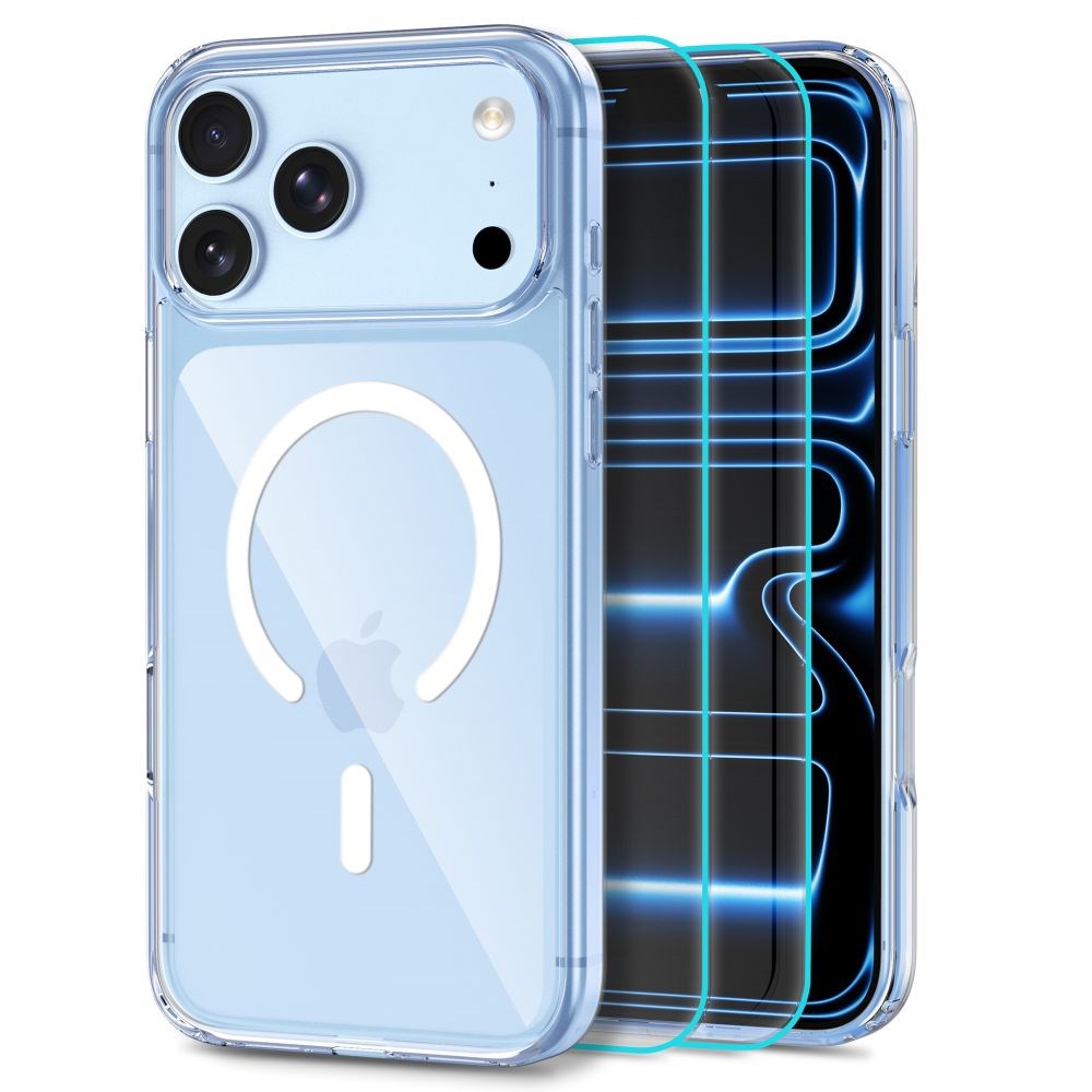 iPhone 18 Pro / 17 Pro Tech-Protect FlexAir Hybrid Deksel med 2 Stk. Skjermbeskyttelse - MagSafe Kompatibel - Gjennomsiktig