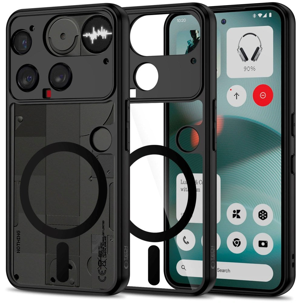 Nothing Phone (3) Tech-Protect MagMat Hybrid Deksel - MagSafe Kompatibel - Gjennomsiktig / Svart