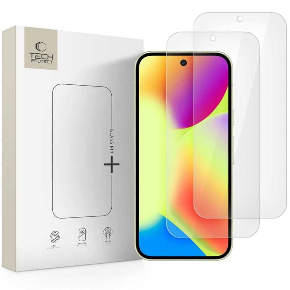 Google Pixel 11 Pro / 11 / 10 Pro / 10 / 9 Pro / 9 Tech-Protect Glass Fit+ Herdet Beskyttelsesglass - 2 stk - Gjennomsiktig