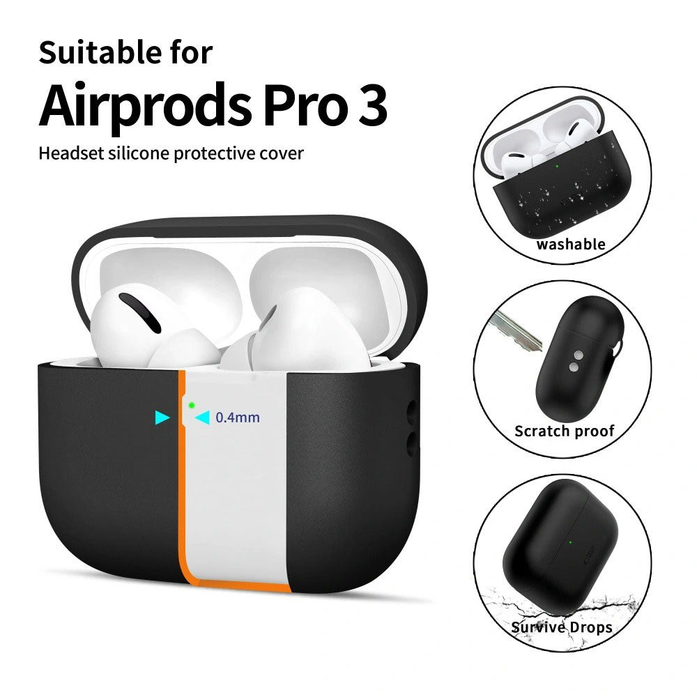 Apple AirPods Pro (3. Gen) Tech-Protect Silikondeksel med Stropp - Svart