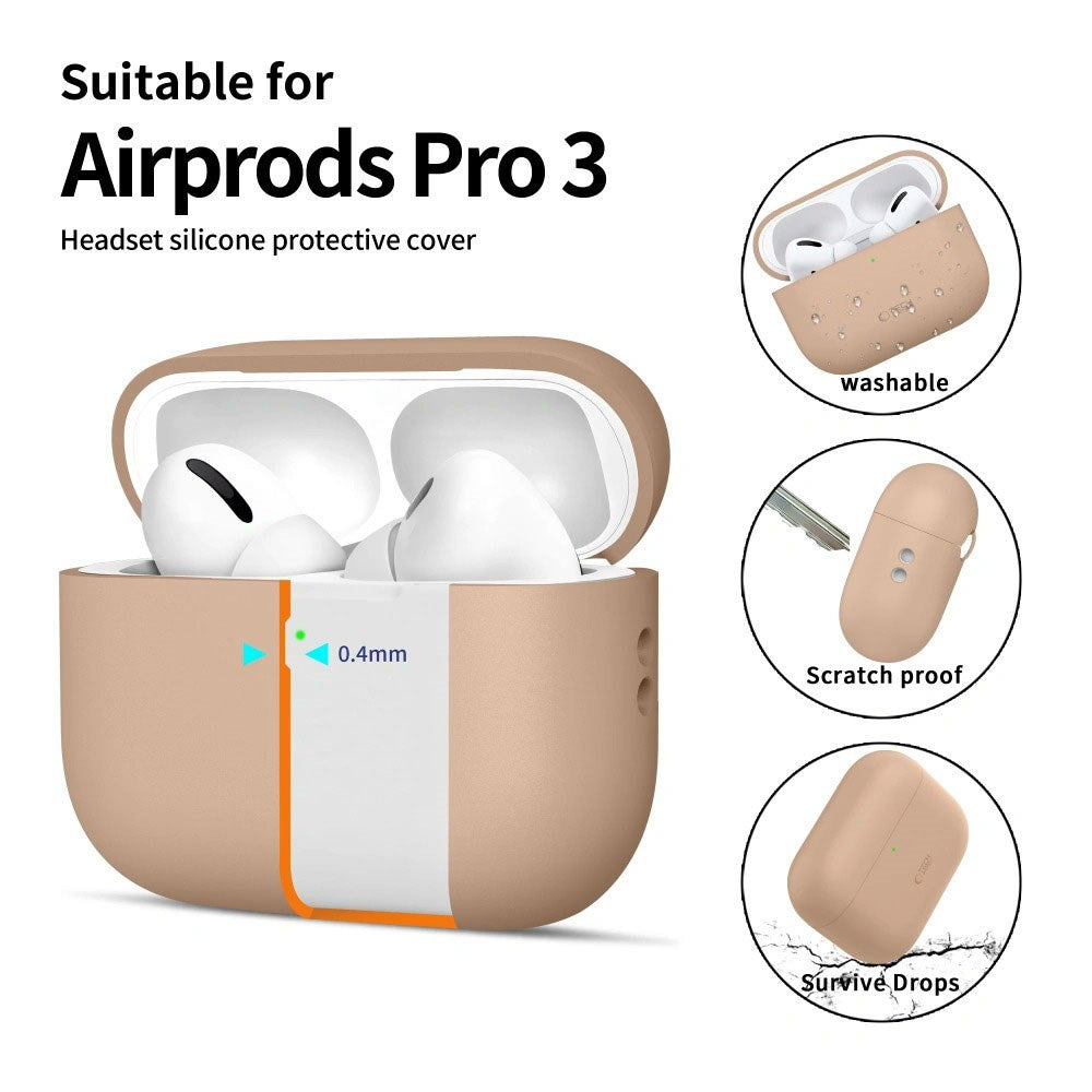 Apple AirPods Pro (3. Gen) Tech-Protect Silikondeksel med Stropp - Beige