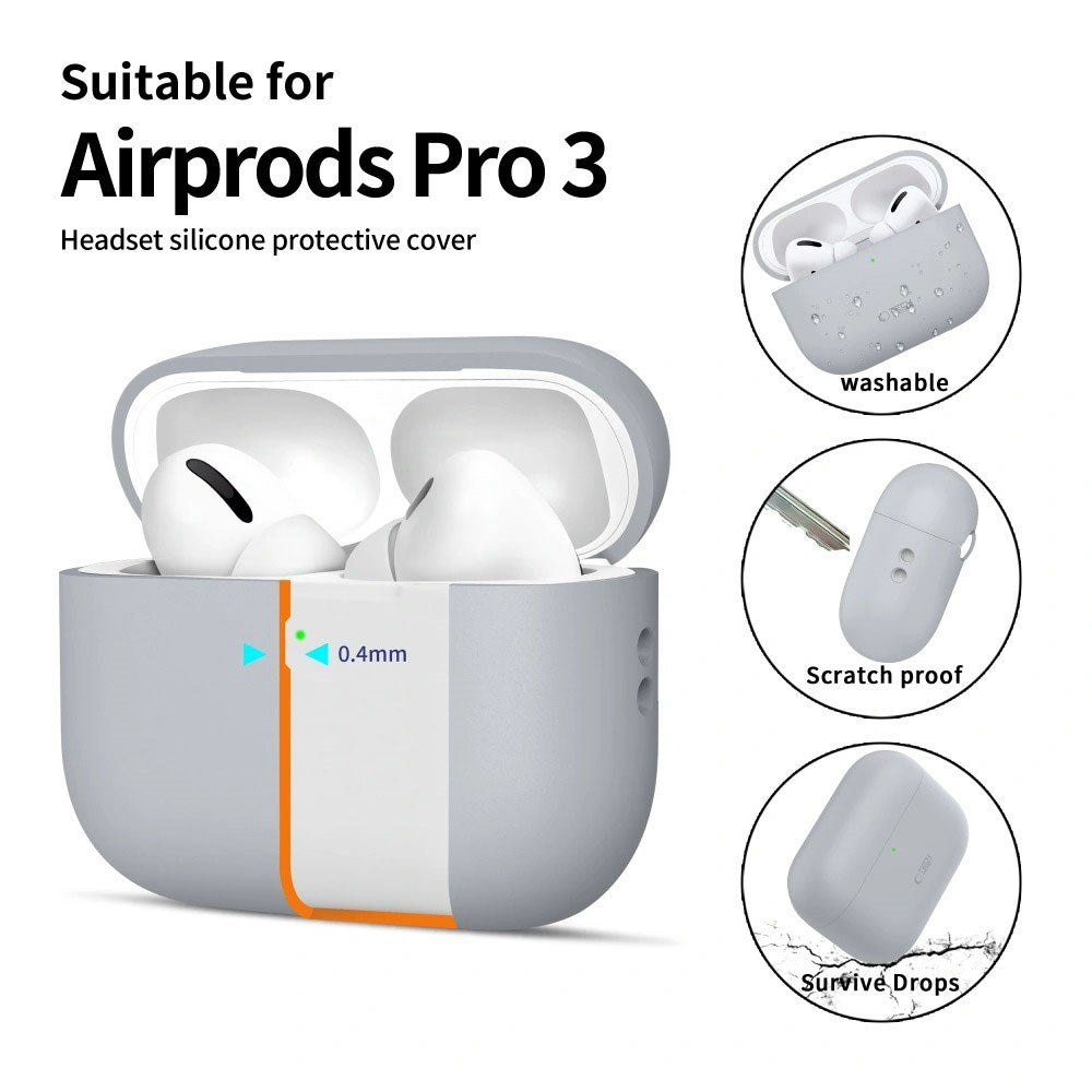 Apple AirPods Pro (3. Gen) Tech-Protect Silikondeksel med Stropp - Grå