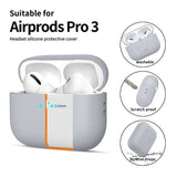 Apple AirPods Pro (3. Gen) Tech-Protect Silikondeksel med Stropp - Grå