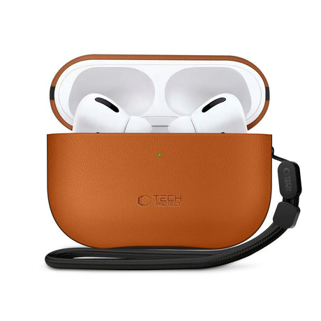 Apple AirPods Pro (3. gen.) Tech-Protect NaturalFit Kunstskinn Deksel m. Rem - Brun