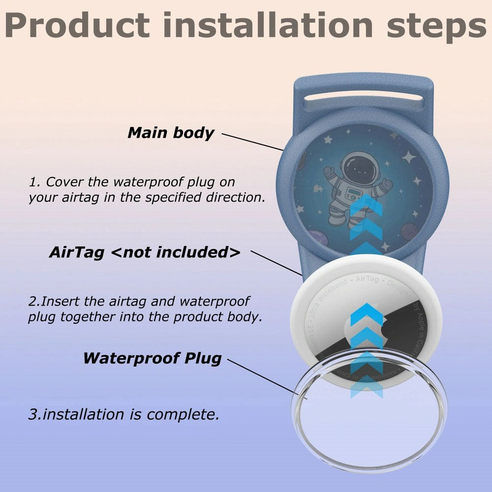 Tech-Protect Nylon - Apple Airtag-stropp for Barn - Blå / Astronaut