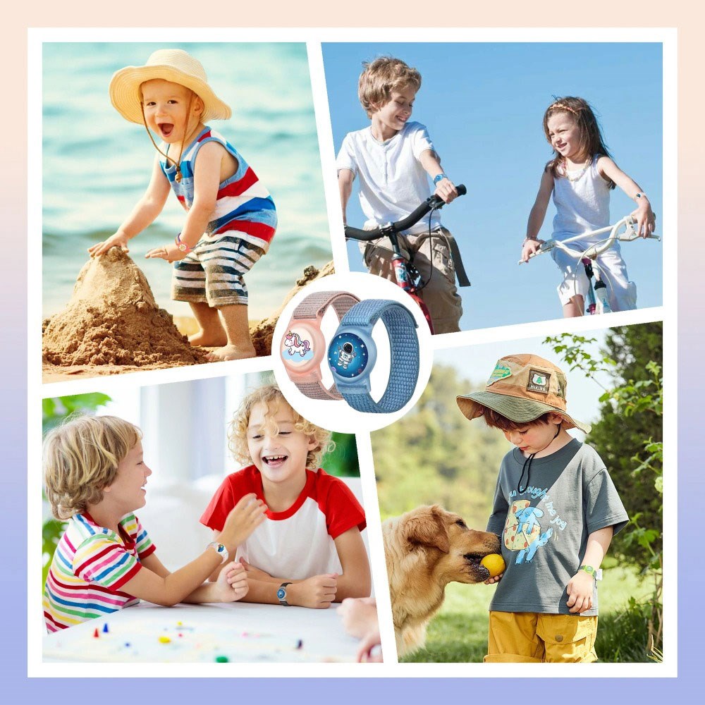 Tech-Protect Nylon - Apple Airtag-stropp for Barn - Rosa / Enhjørning