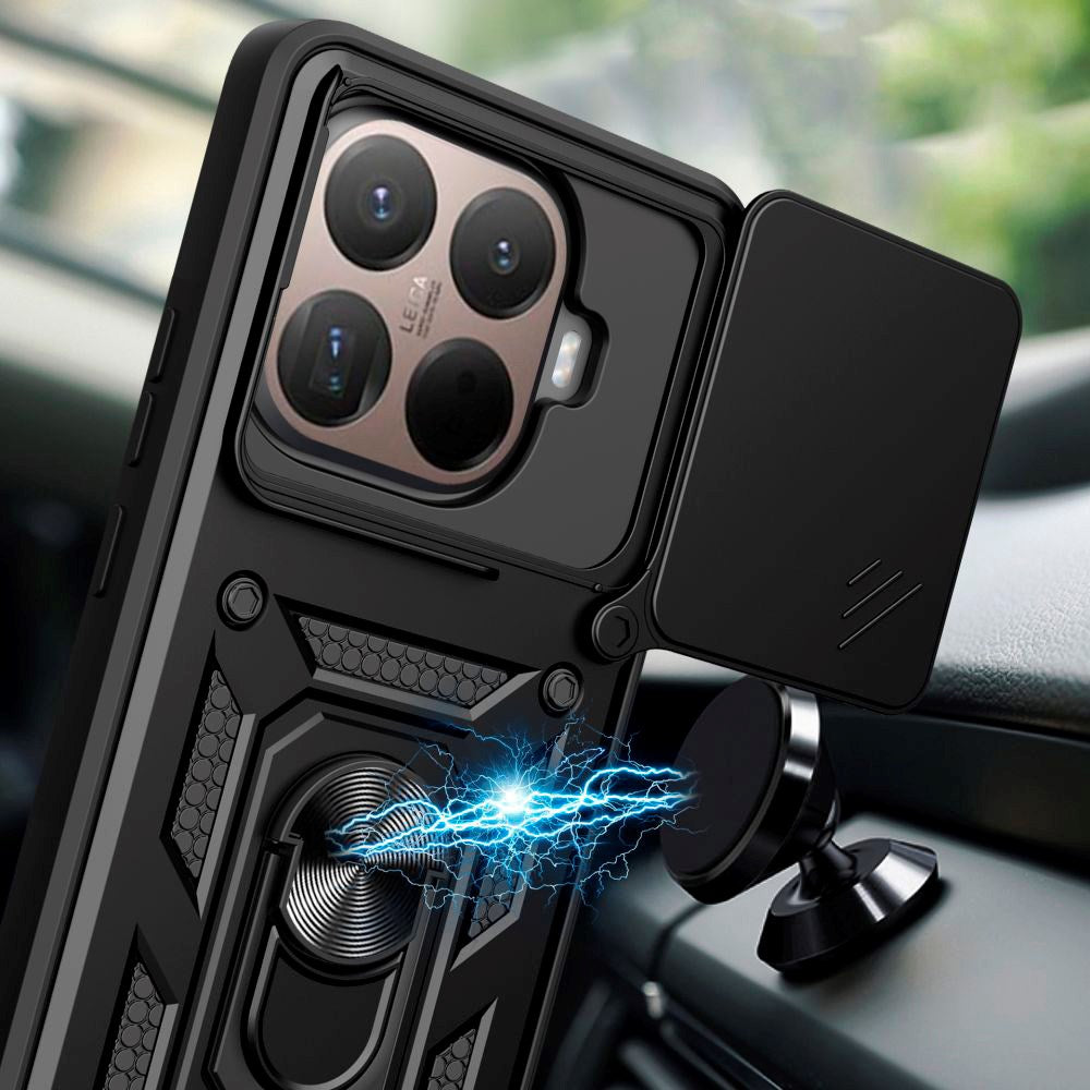 Xiaomi 15T Pro Tech-Protect Camshield Deksel m. Magnetisk Ring & Stativfunksjon - Svart