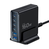 Tech-Protect 160W GaN Bordlader m. 2 x USB-A & 4 x USB-C – Svart
