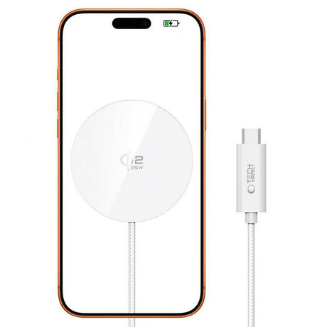Tech-Protect 25W Qi2 Magnetisk Trådløs Lader - MagSafe Kompatibel - Hvit