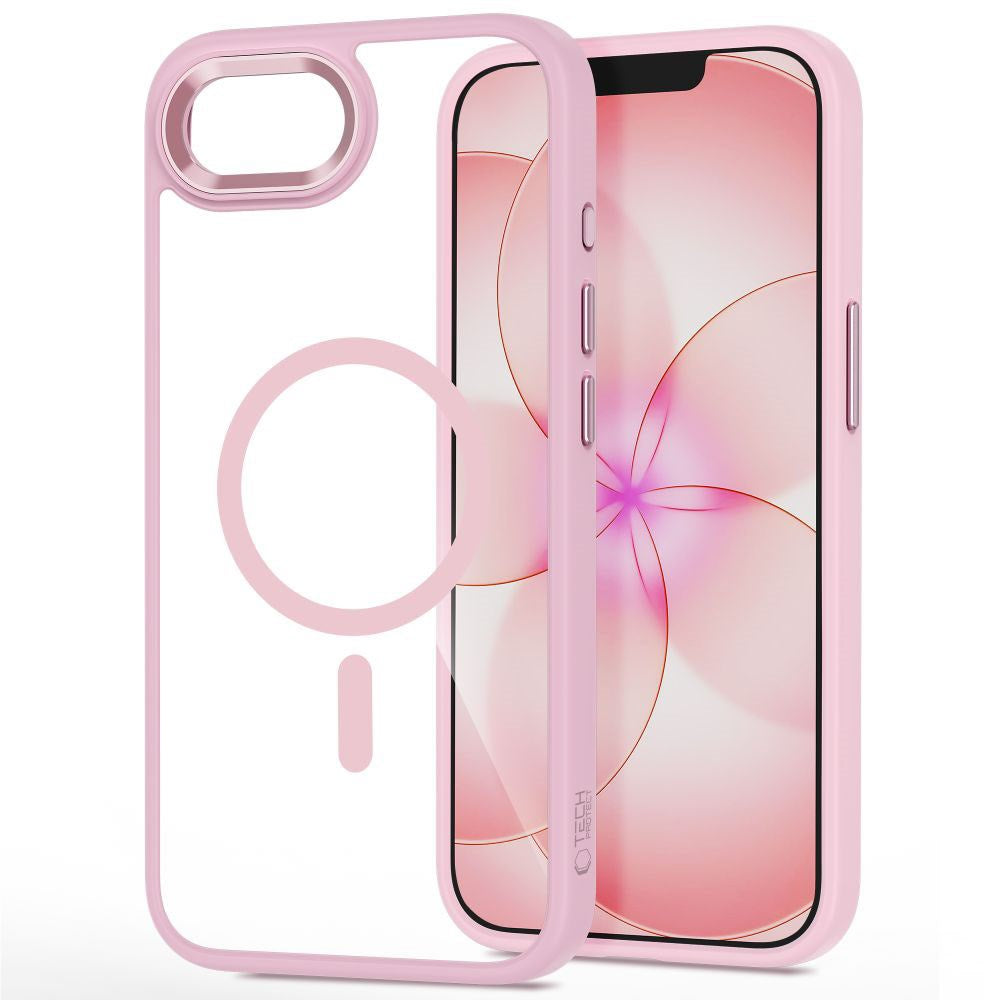iPhone 17e / 16e Tech-Protect MagMat Deksel - MagSafe Kompatibel - Gjennomsiktig / Rosa